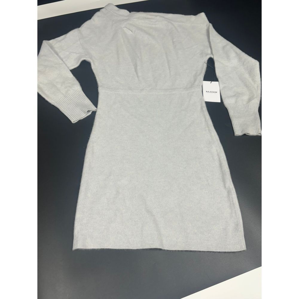 Naadam Nwt 100% Cashmere Asymmetrical Pleated Dress In Pale Blue Size Small